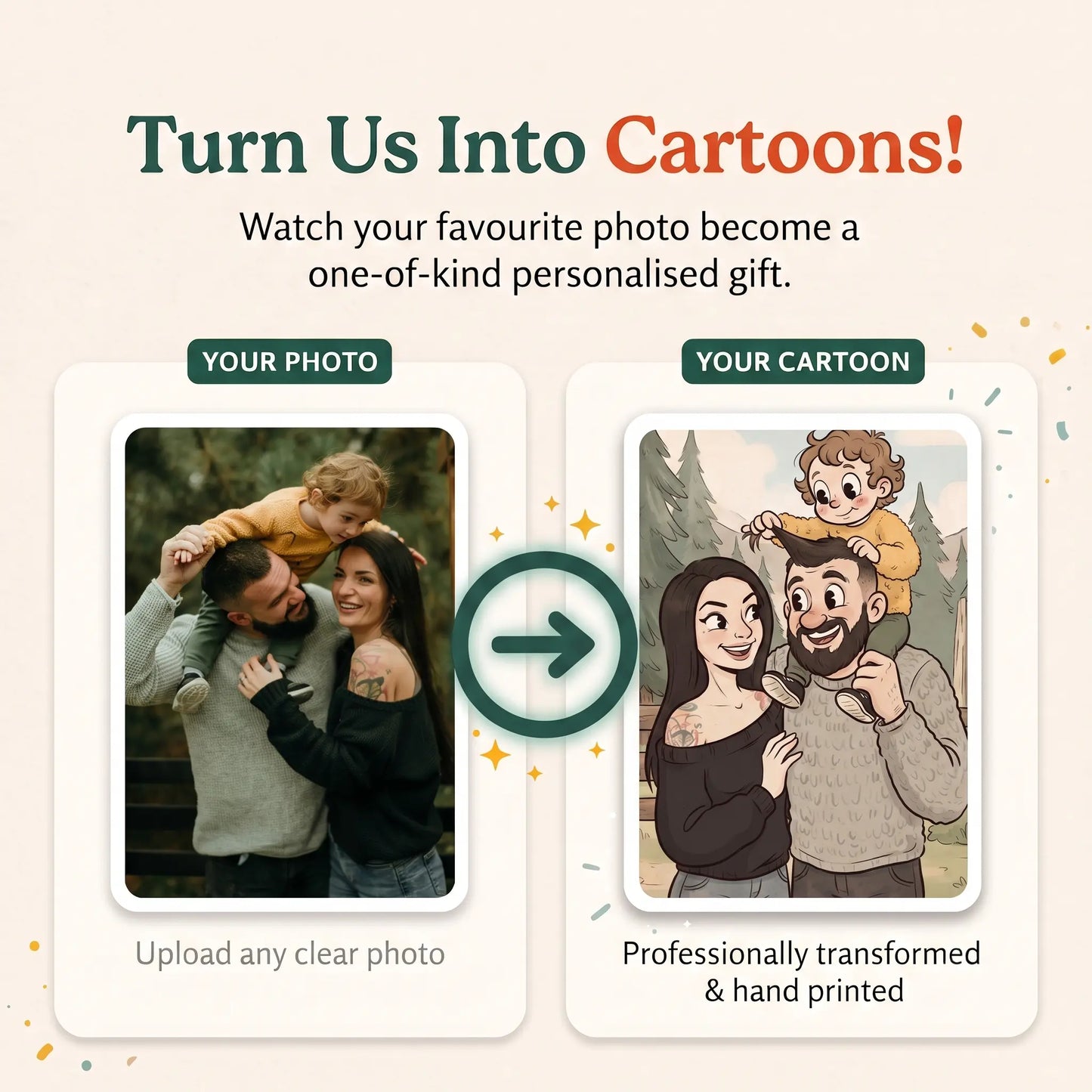 Turn Us Into Cartoons! | Personalised Photo to Cartoon Portrait Gift