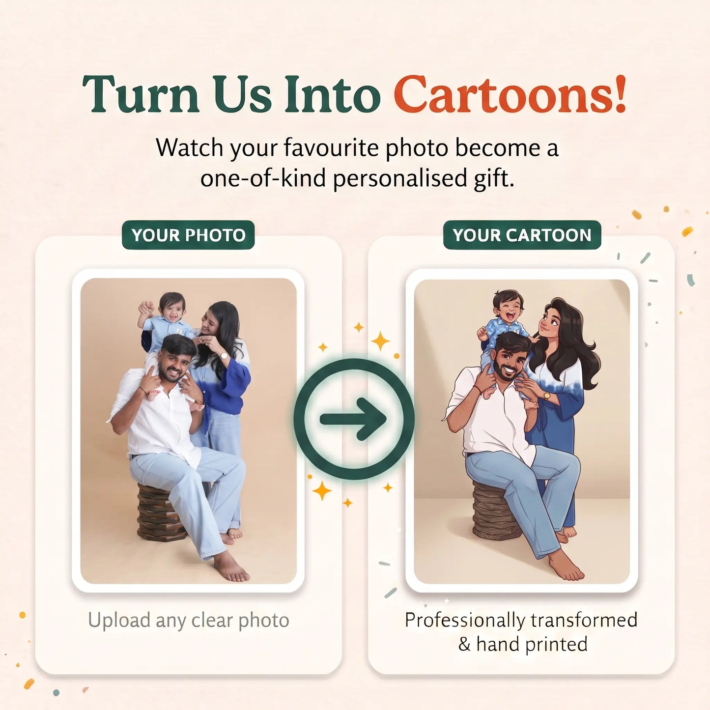 Turn Us Into Cartoons! | Personalised Photo to Cartoon Portrait Gift