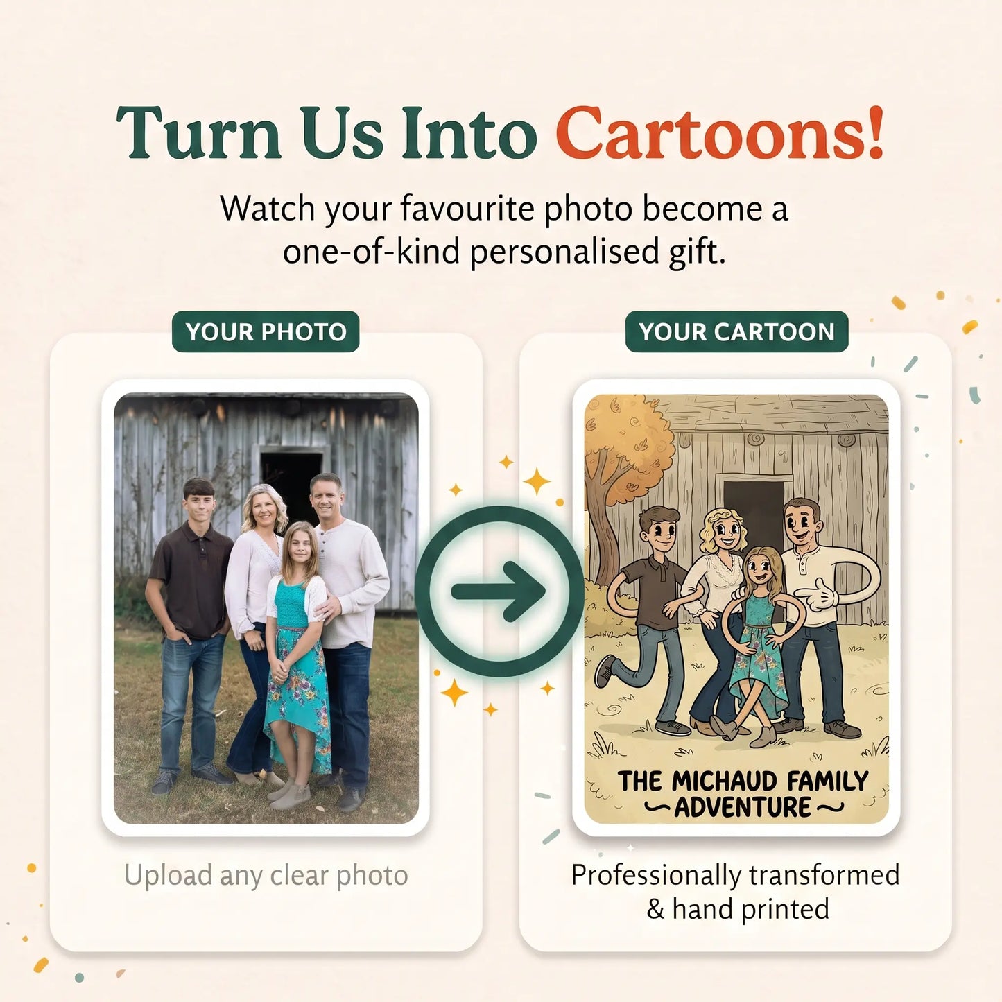 Turn Us Into Cartoons! | Personalised Photo to Cartoon Portrait Gift