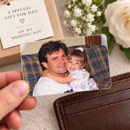 Personalised Father of the Bride Metal Wallet Photo Card